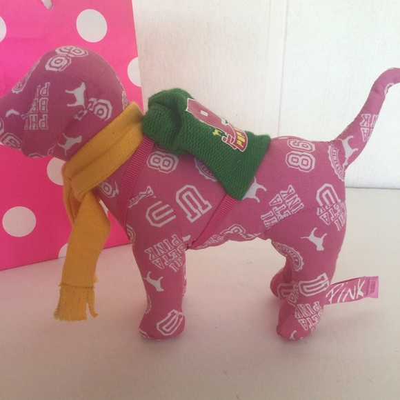 PINK VICTORIAS SECRET COLLEGIATE MINI DOG WITH SCARF AND BACKPACK - Picture 3 of 9